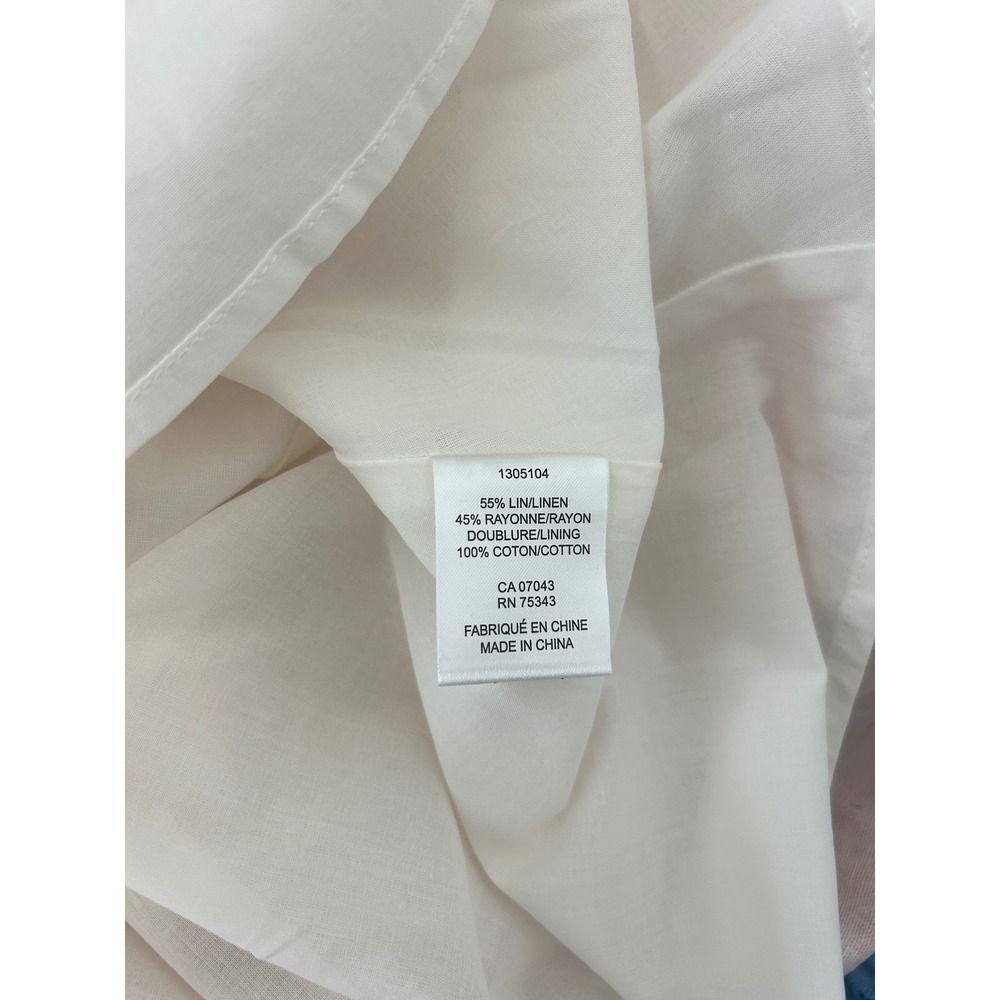 Caroline Constas Pink Toile Floral Linen Blend Mini Tie Front Puff Sleeve M - Picture 4 of 5